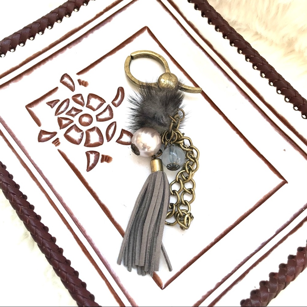 Purse Charm w/ Pom Pom